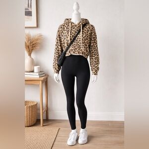 Abercrombie & Fitch Leopard Print Cropped Hoodie XS